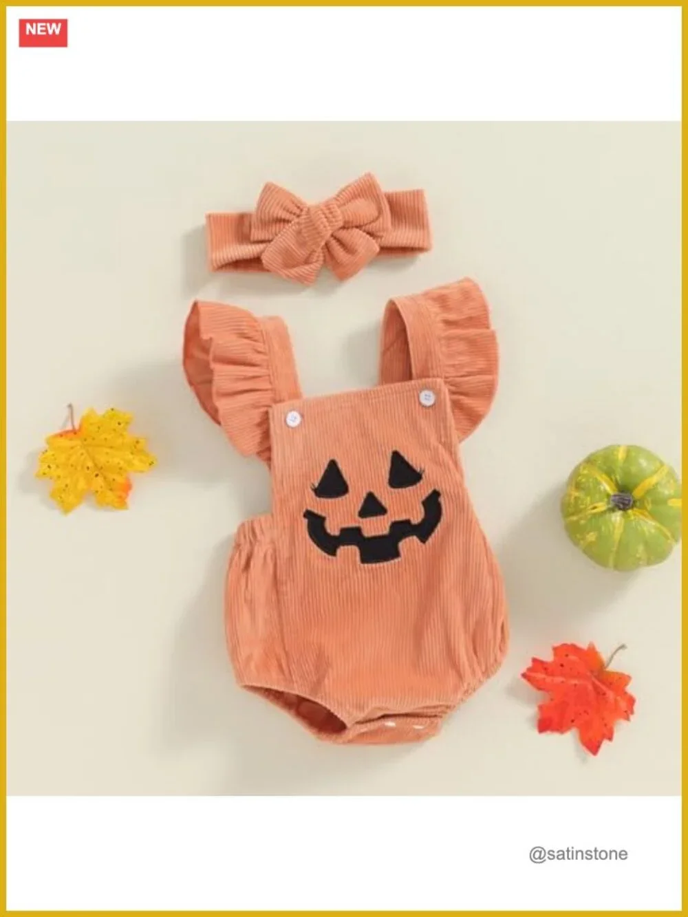 Baby Girl Pumpkin Corduroy Romper Newborn Halloween Outfit